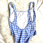 J. Crew Blue Gingham One Piece Swimsuit- Size 14