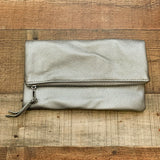 The Drop Metallic Silver Zipper Fold Over Clutch (LIKE NEW)