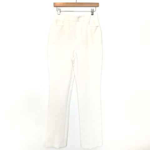 L'Academie Ivory High Waisted Zip Back Trouser Pants NWT- Size S (sold out online, Inseam 31”)