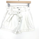Abercrombie & Fitch White Natural Rise Denim Belted Shorts- Size 28/6