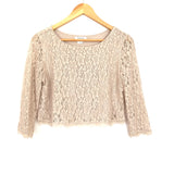 Babaton Taupe Lace 3/4 Sleeve Crop Top- Size XS