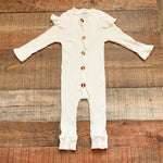 No Brand Cream Ribbed Button Jumpsuit- Size ~ 3M(See Notes)