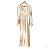 Vici Cream Long Sleeve Ruffle Maxi Dress- Size L