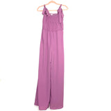 Pink Lily Purple Smocked Bodice Tie Shoulder Straps Wide Leg Jumpsuit- Size S