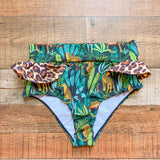 Mojito Safari/Leopard Print Ruffle Bikini Bottoms NWOT- Size L (we have matching top)