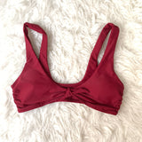 No Brand Maroon Tie Front Swim Top- Size S