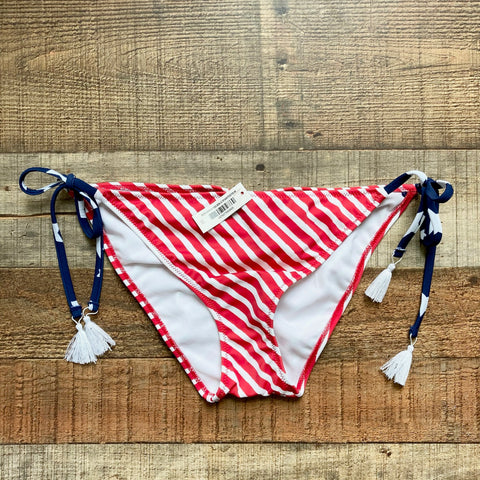Adore Me Red/White Striped with Navy Star Tassel Side Ties Bikini Bottoms NWT- Size M (we have matching top)