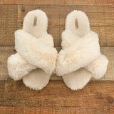 Halluci White Fur Slippers- Size 40/41