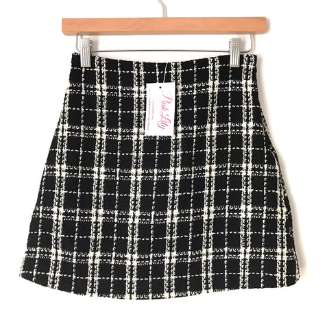 Pink Lily Black/White Plaid Skirt NWT- Size S