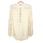 Karlie Ivory Drawstring Neckline Hi-Lo Hem Top- Size S