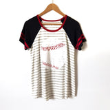 Live Love Gameday Baseball Short Sleeve Striped Top- Size S