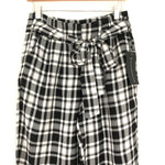Billy T Gingham Paperbag Waist Pants with Frayed Hem NWT- Size XS (Inseam 24.5")