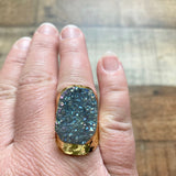 No Brand Hammered Gold Geode Cuff Ring- Size 7/8