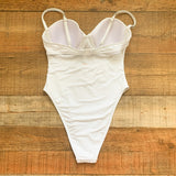 Missguided White Diamante Trim One Piece NWT- Size 4 (sold out online, see notes)