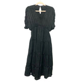 Gibson Look Black Shirred Satin Midi Dress- Size XXS