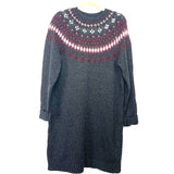 J Crew Grey Wool Blend Printed Beaded Sweater Dress- Size L