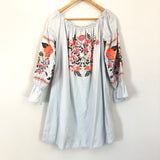 Free People Embroidered Off the Shoulder Baby Blue Dress- Size L