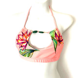 No Brand Pink Tropical Bikini Beaded Top- Size ~S (TOP ONLY)
