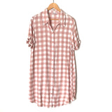 BB Dakota Pink Cicely Plaid Shirt Dress- Size L