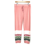 Aqua Lounge Pink/White/Green Joggers- Size M (We Have Matching Top!) (Inseam 27”)