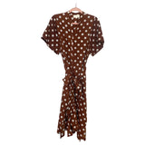 MELLODAY Mocha Polka Dot Print Belted Dress- Size S (sold out online!)