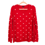 Talbots Red with Pink Hearts Sweater- Size XL