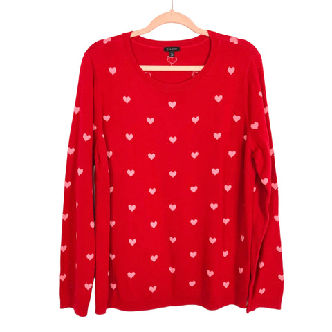 Talbots Red with Pink Hearts Sweater- Size XL