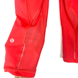 Lululemon Red Crop Mesh Detail Leggings with Side Pockets and Rushing on Back of Waistband- Size 4 (Inseam 17” see notes)