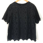 Who What Wear Black Eyelet Blouse- Size M