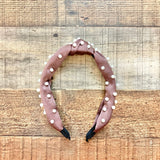 No Brand Chocolate with Pearls Top Knot Headband