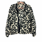 Old Navy Active White/Grey Animal Print Sherpa Button Up Jacket- Size XL
