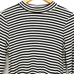 P.S. Kate Black/White Striped Mock Neck Long Sleeve Soft Top- Size S