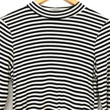 P.S. Kate Black/White Striped Mock Neck Long Sleeve Soft Top- Size S