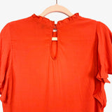 Gibson Look Orange Ruffle Neck Top- Size XXS