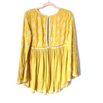 Fate Yellow Embroidered Bell Sleeve Top NWT- Size S