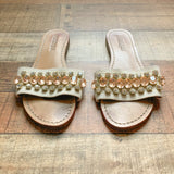 Mystique Tan Jeweled Slide Sandals- Size 9 (see notes)