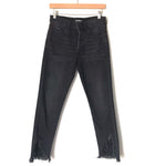 Express Black Vintage Skinny High Rise Distressed Hem Jeans- Size 0 (Inseam 27”)