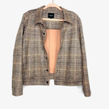 Liverpool Tan & Black Plaid Faux Suede Button Up Jacket- Size L (We have matching bottoms)