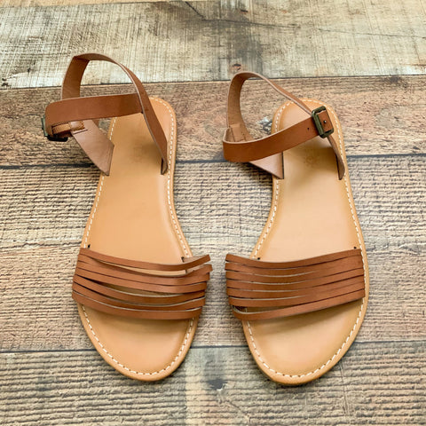 Sunny Feet Brown Strappy Flat Sandals- Size 8