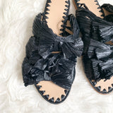 Pour La Victoire Black Straw Sandal- Size 6