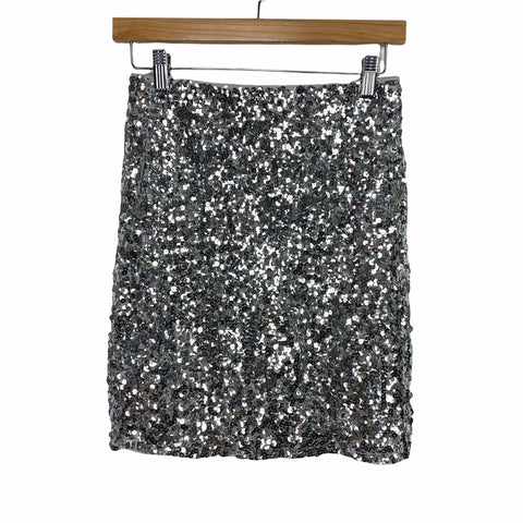 Maner Silver Sequin Skirt- Size S