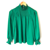 Ali & Jay Green Smocked Mock Neck Long Sleeve Top NWT- Size S