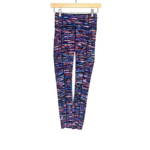 Lululemon Red/White/Blue Striped Leggings With Side Pockets & Hidden Back Pockets- Size 4 (Inseam 23")