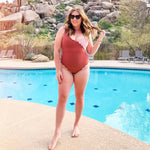 Marysia Canyon Point Scalloped Two-Tone Stretch-Crepe One Piece Swimsuit- Size L (sold out online)