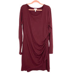Leith Maroon Ruched Side Wrap Hem Dress- Size XXL