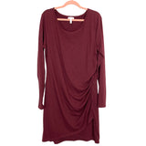 Leith Maroon Ruched Side Wrap Hem Dress- Size XXL