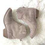 Old Navy Tan Suede-like Cowgirl Booties with Zipper Back- Size 8