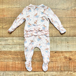 Angel Deer Pink Deer Print Zip Up Footie Outfit- Size 3-6M