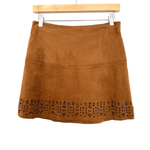 Jolt Camel Perforated Suede Like Skirt- Size 3