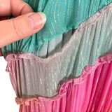 Rococo Sand Pink/Yellow/Blue Metallic Striped Dress- Size L (see notes, sold out online)